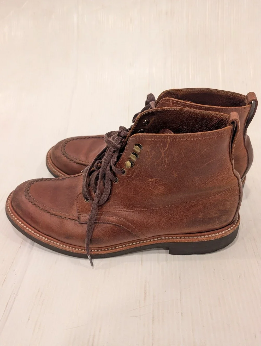 J. CREW Kenton Pacer Men's Brown Leather Lace-Up Boots Size 10.5